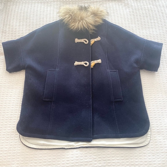 Crewcuts wool and Sherpa navy blue cape jacket size Medium NWT - Picture 1 of 7